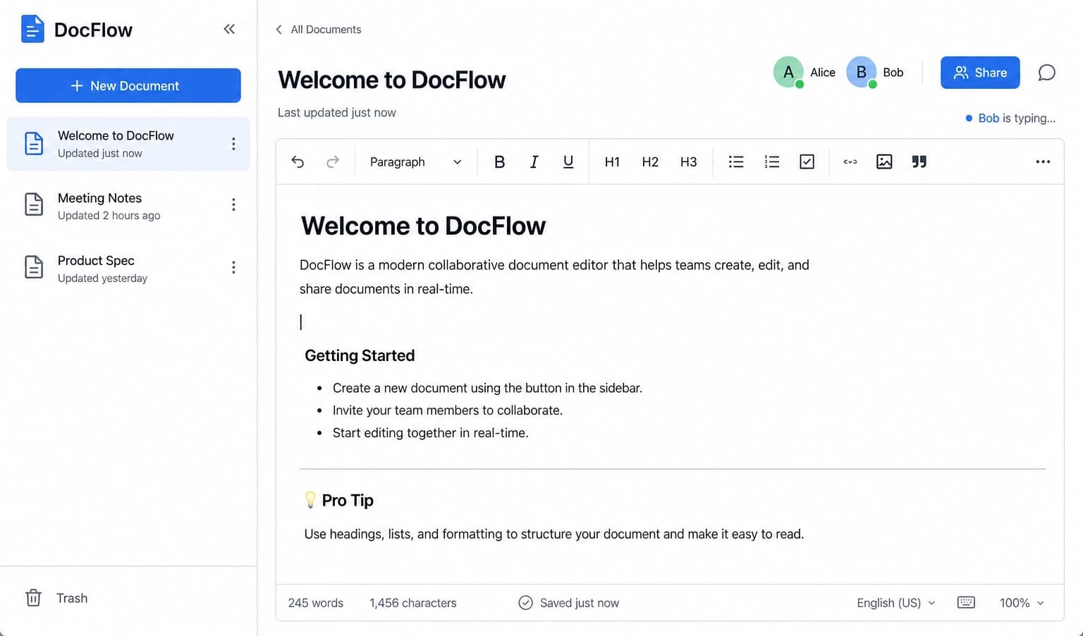 Document Editor screenshot