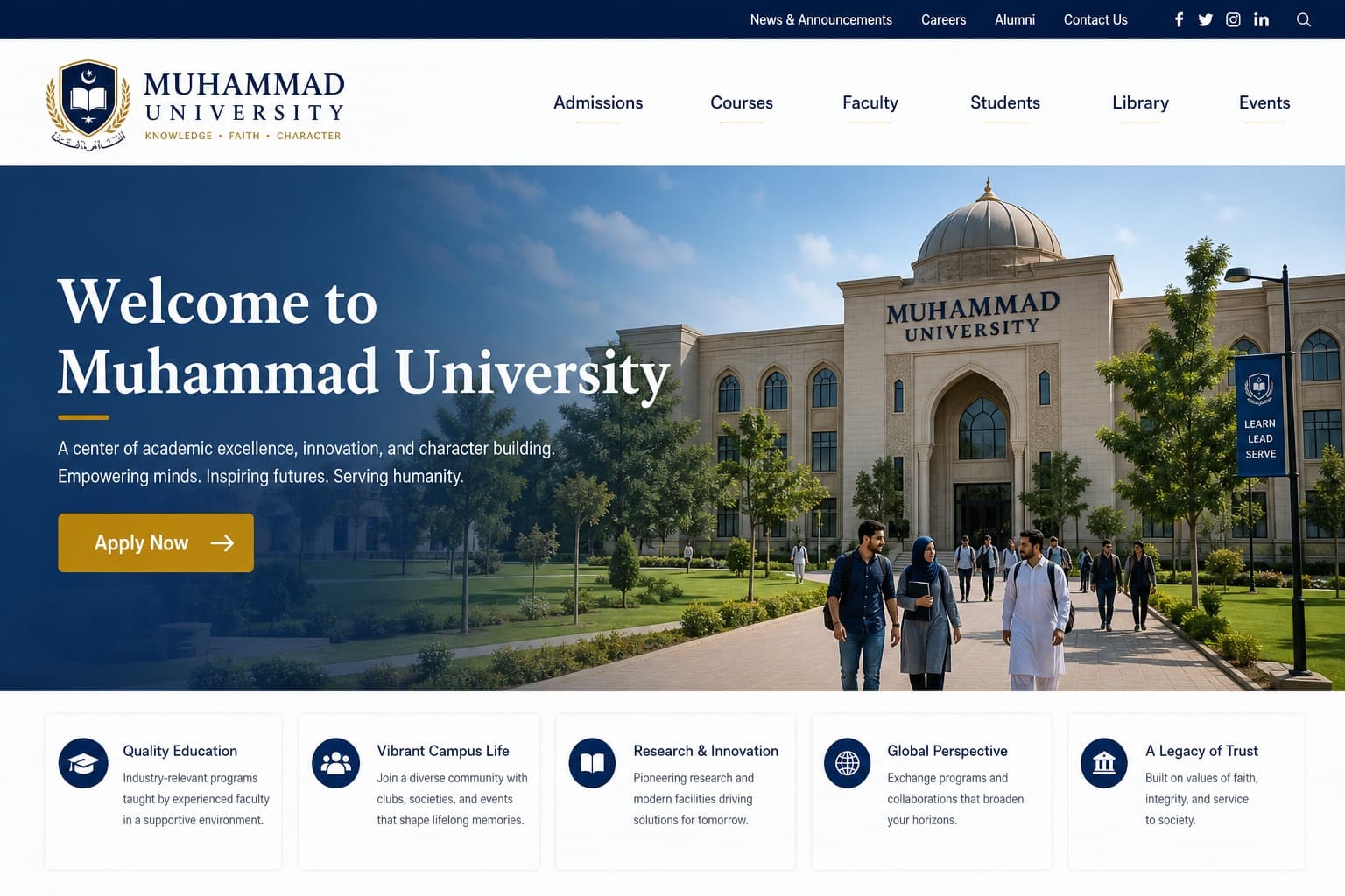 University Portal screenshot